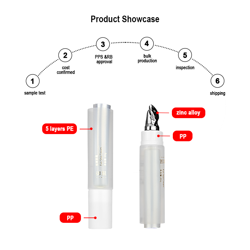 tube packaging with alloy metal massage applicator