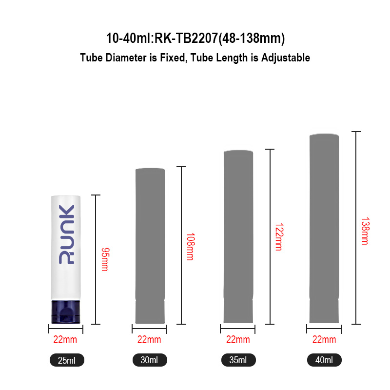 Runk cosmetic tube size